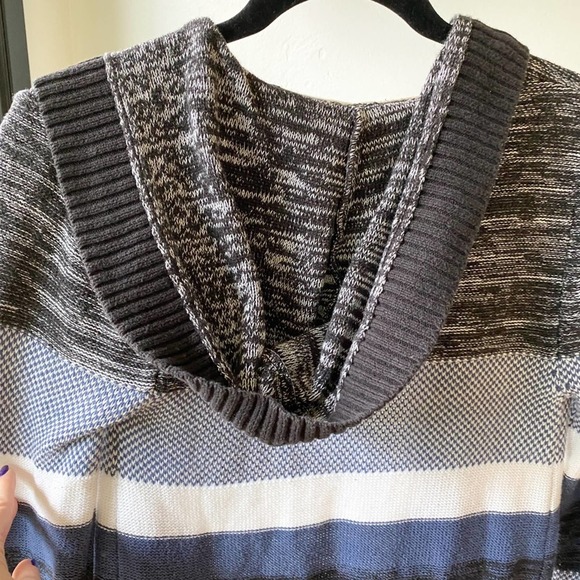 ROXY Stripe Knit Open Duster Hooded Cardigan sz S - Picture 3 of 8